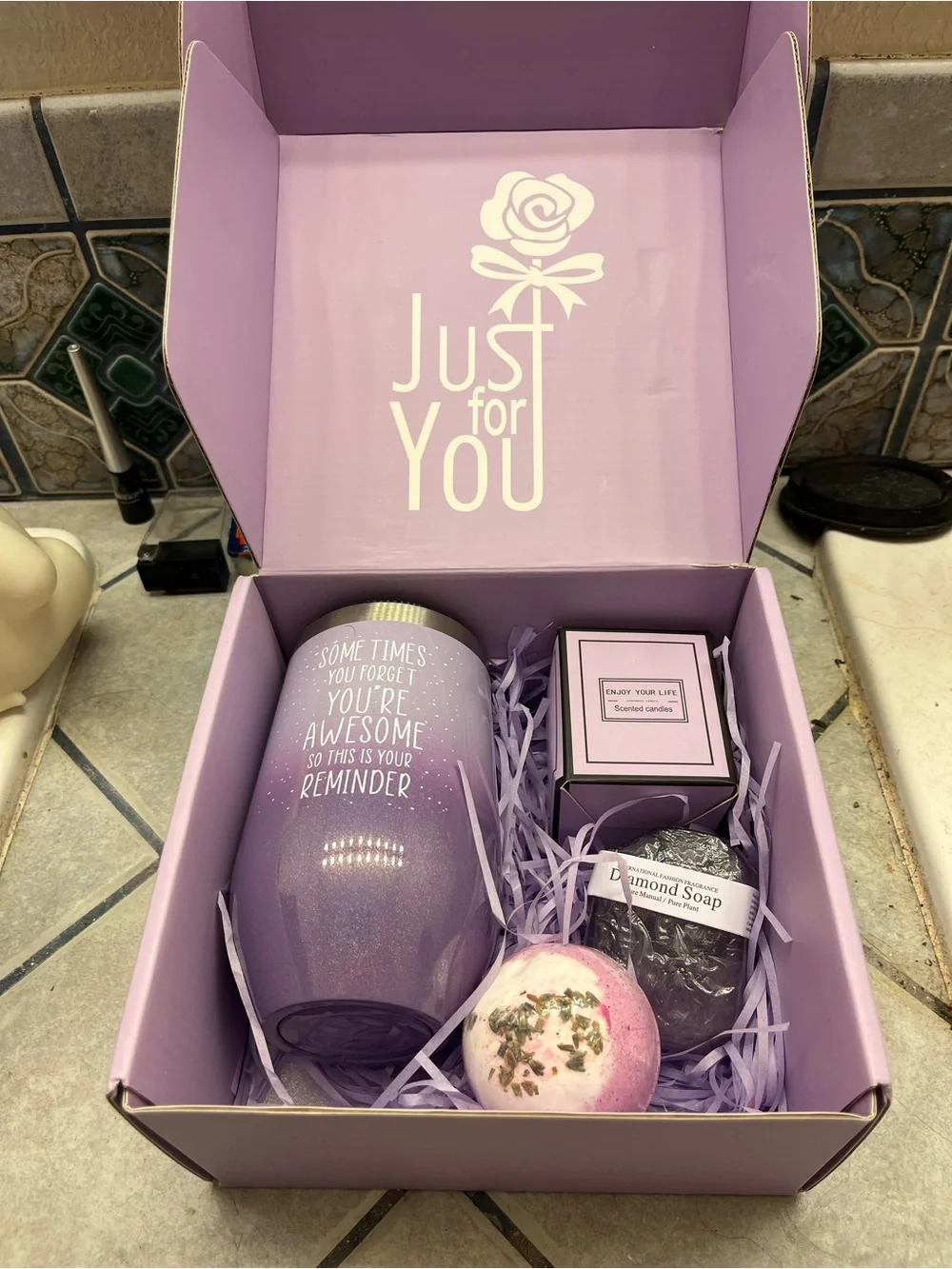 Just For You Lavender Bath Gift Set with Tumbler